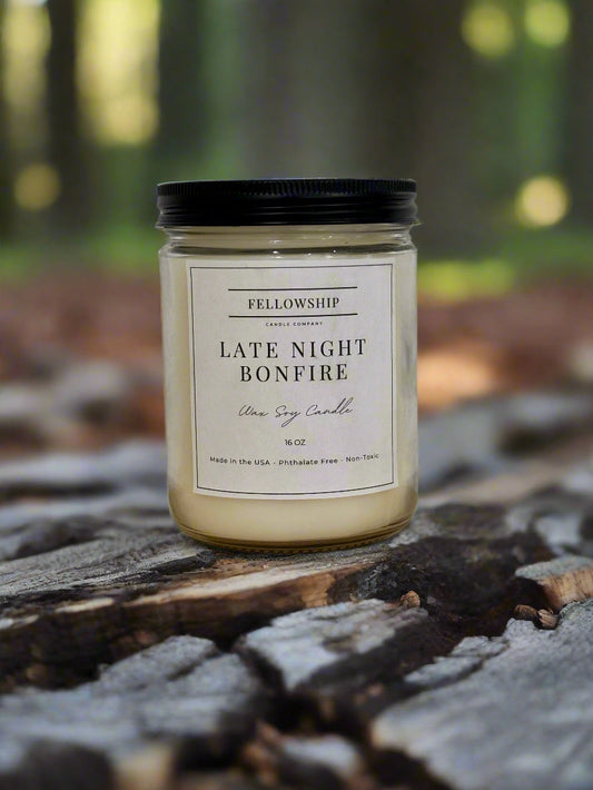 Late Night Bonfire Soy Candle Front View