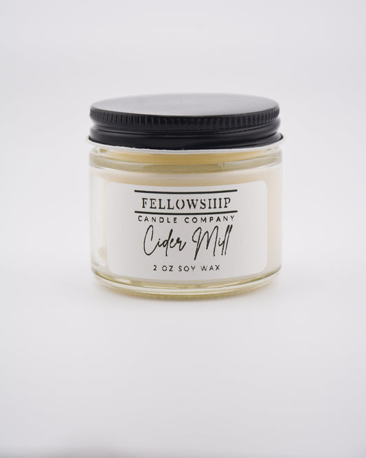Jar of candle from Fellowship Candle Company on a white background