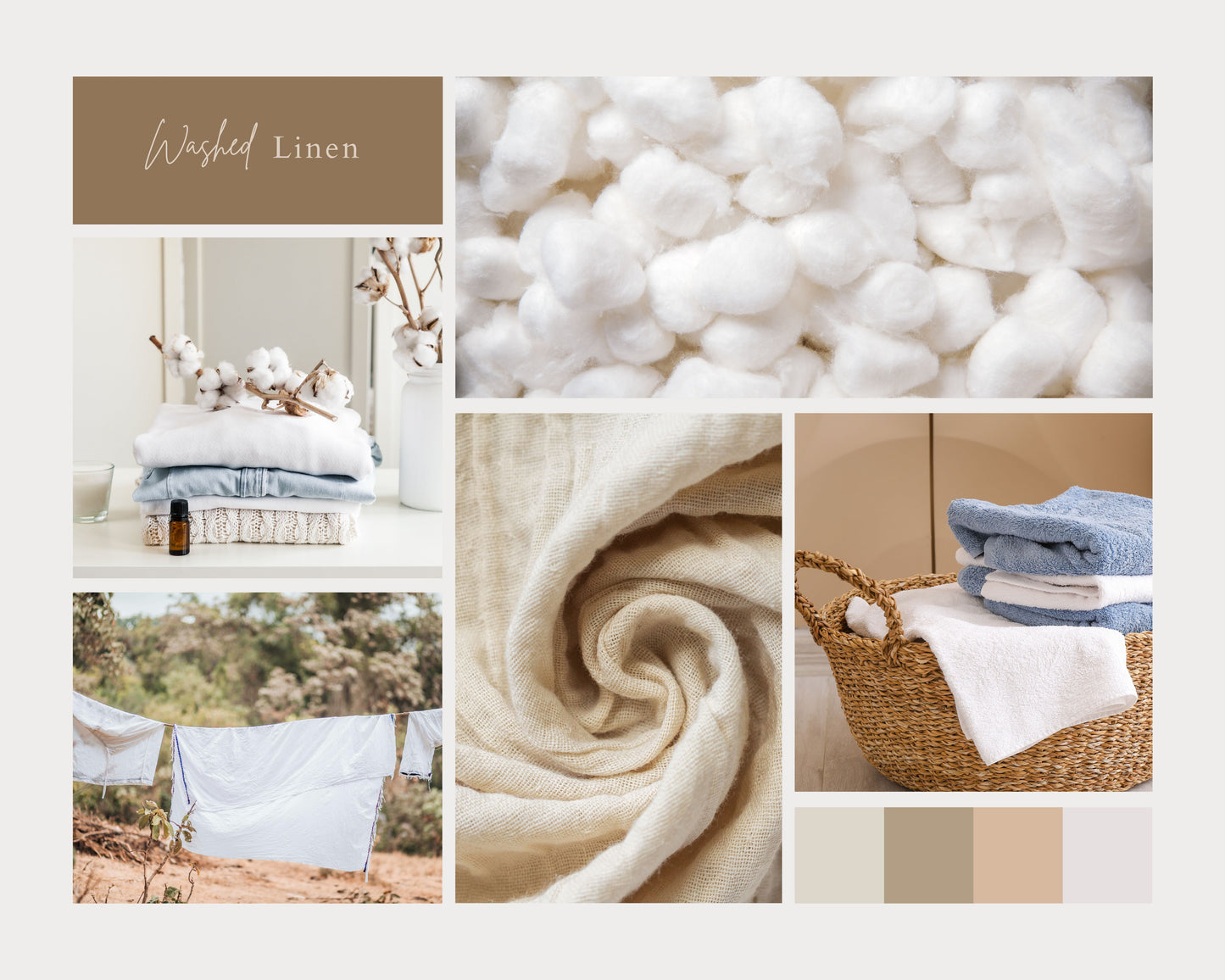Collage of images to show the scents of our Non-Toxic, Phthalate Free, Washed Linen Soy Candles and Soy Wax Melt