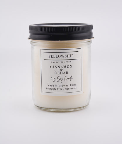 Candle with a label on a white background