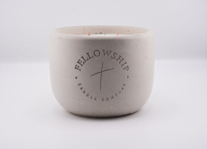 Large concrete vessel soy candle