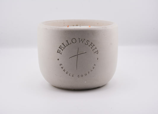 Large concrete vessel soy candle